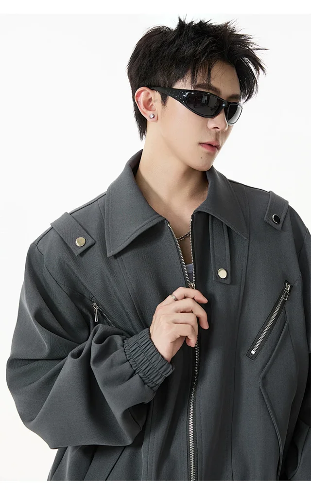 Men's Retro Flight Jacket with Zip Design Detail