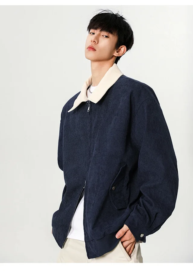 Autumn Retro Bomber Jacket for Couples Detail