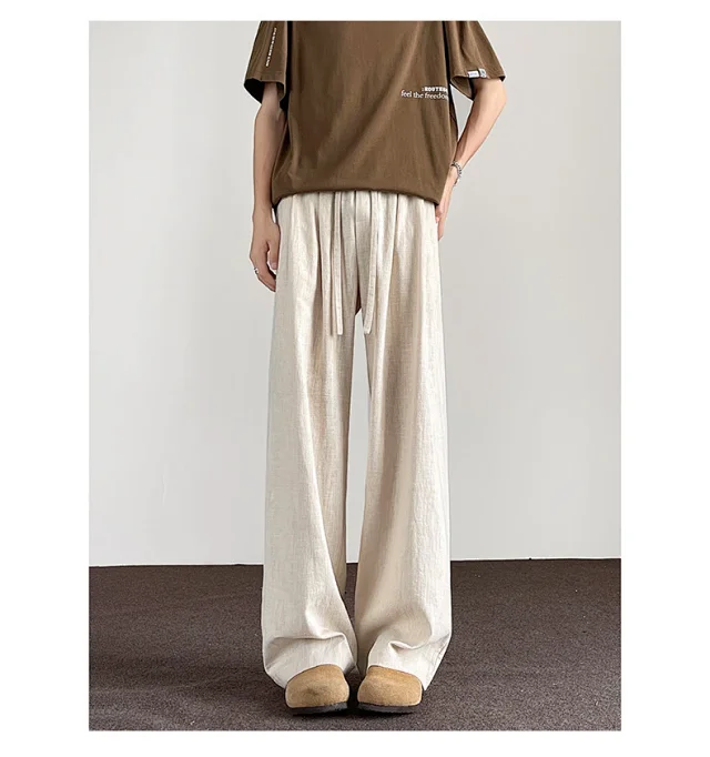 Men's Linen Retro Wide - leg Pants Detail