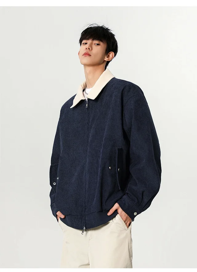 Autumn Retro Bomber Jacket for Couples Detail