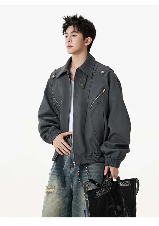 Men's Retro Flight Jacket with Zip Design Detail