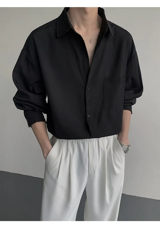 NASA Men's Loose Solid-Long Sleeve Shirt Detail