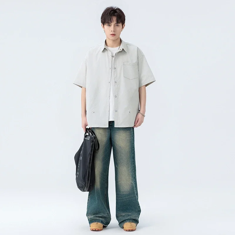 Men's Summer Short-sleeve Hong Kong-style Shirt