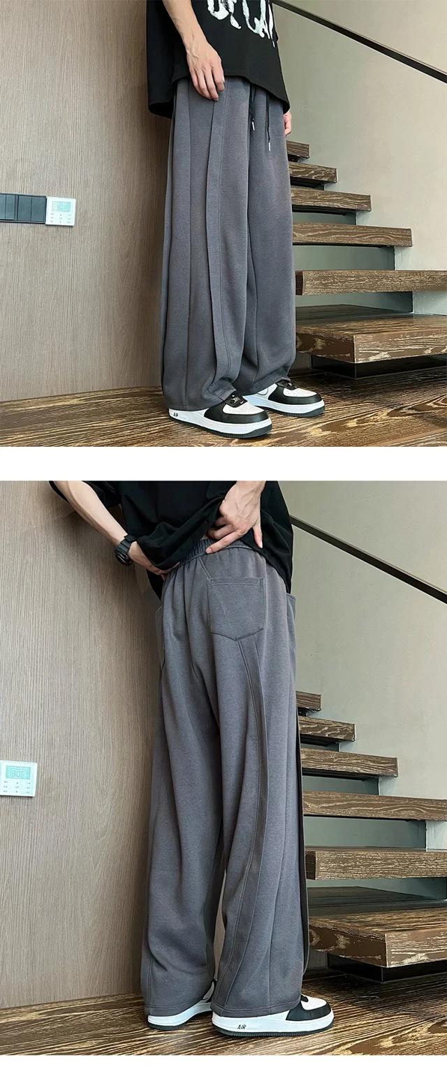 Men's Spring/Fall Wide-Leg Athletic Pants Detail