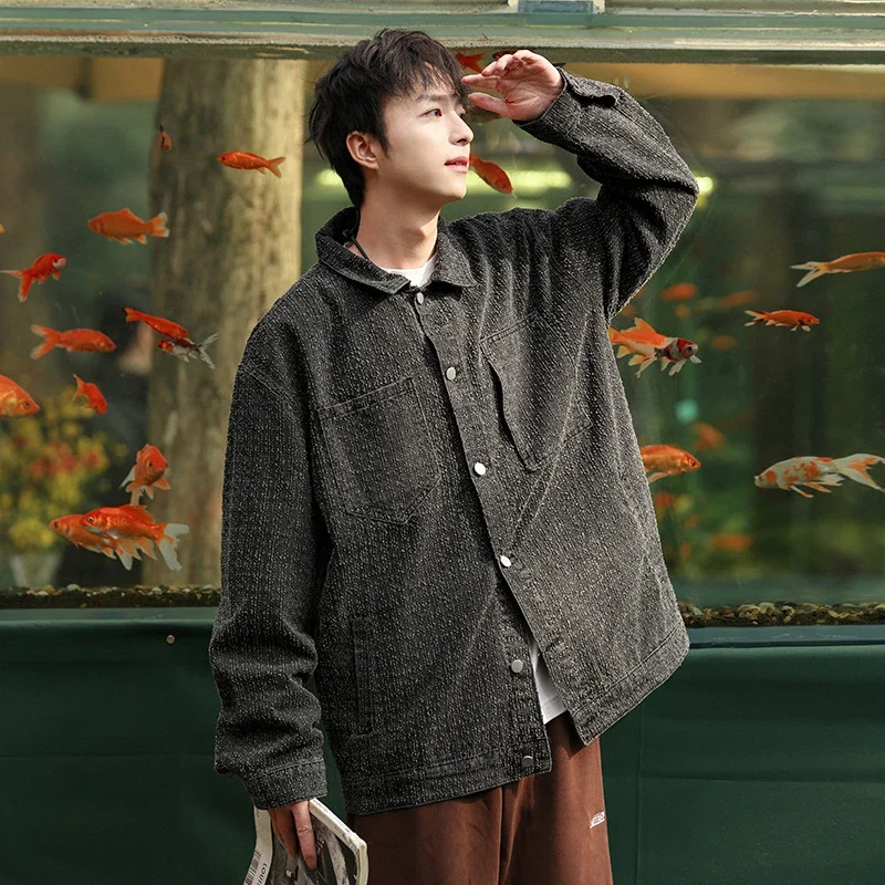 Autumn Spring Hong Kong Style Retro Work Jacket