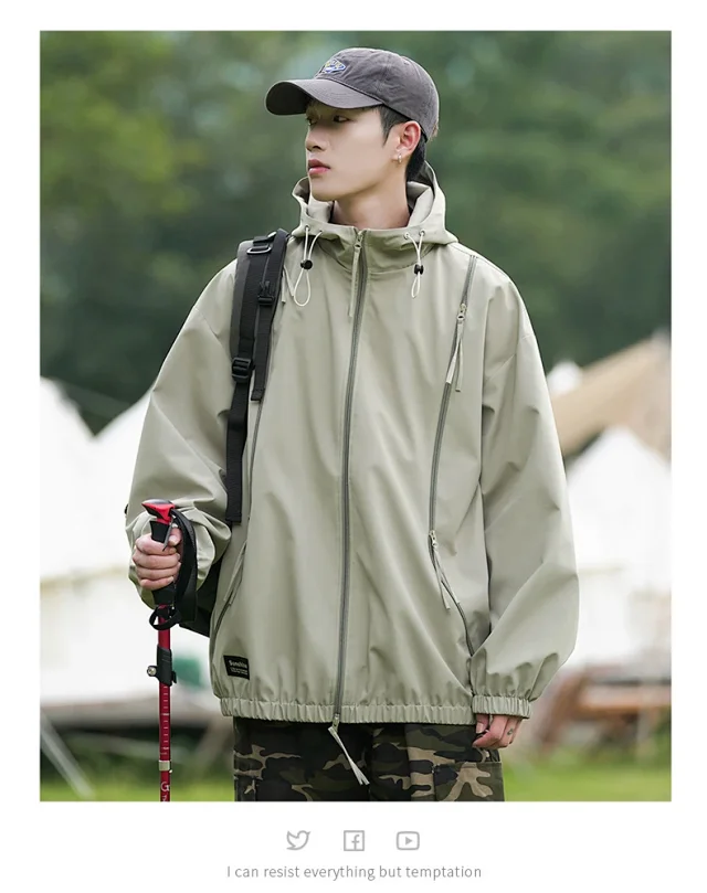 Spring/Autumn New Jackets Unisex Hooded Outerwear Detail