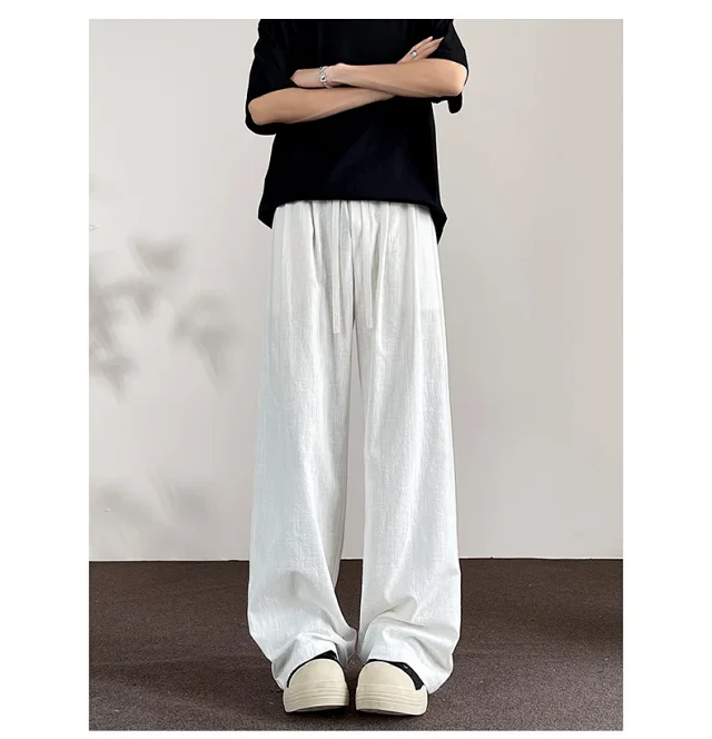 Men's Linen Retro Wide - leg Pants Detail