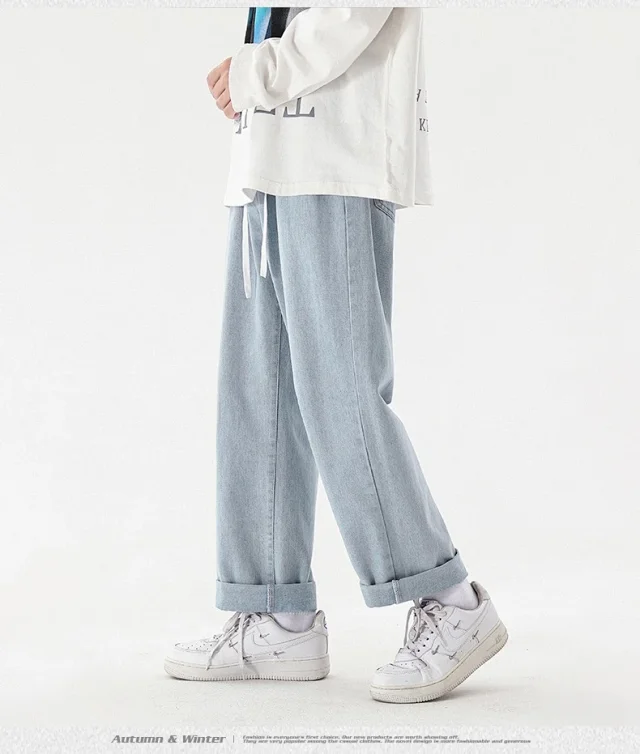 Men's Loose Straight Cotton Denim Jeans Detail