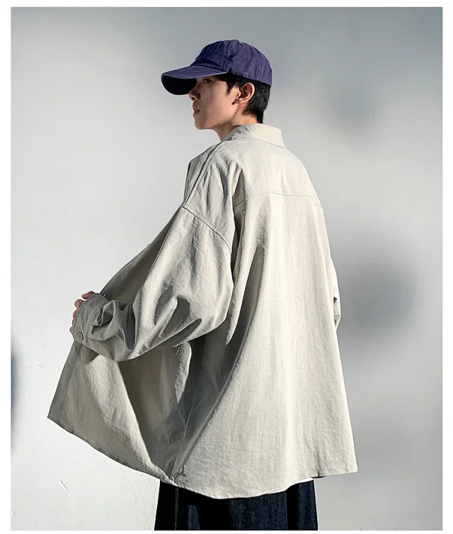 2025 Autumn Hong Kong Style Men's Workwear Shirt Detail