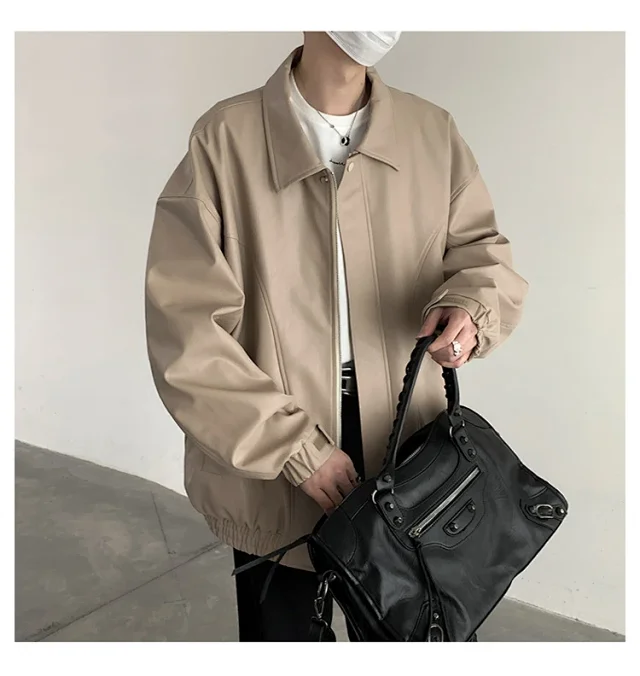 2025 Spring/Fall Men's PU Leather Jacket Detail