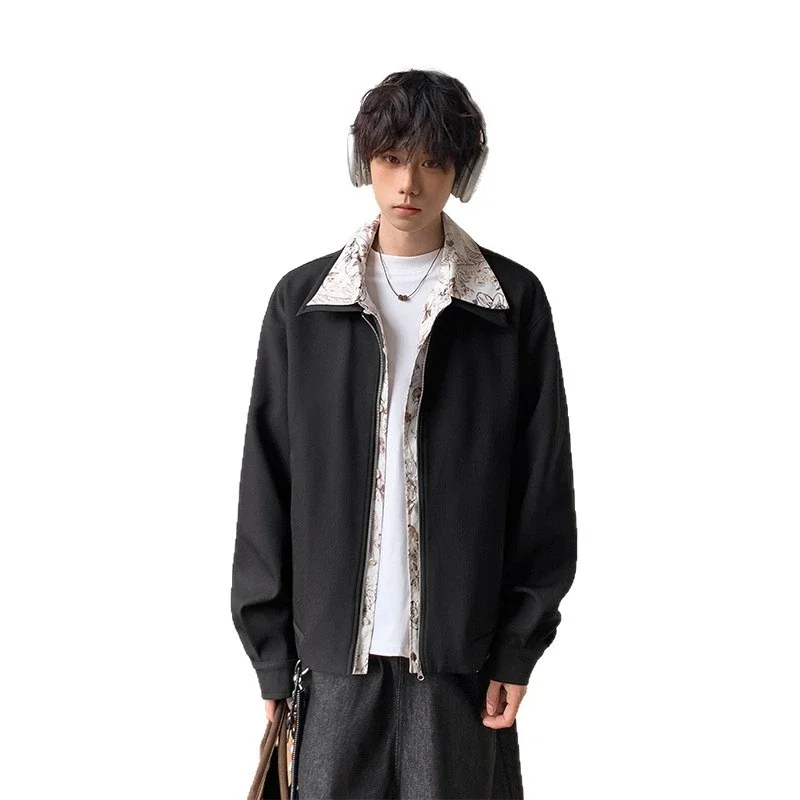 Vintage Floral Collar Bomber Jacket for Men