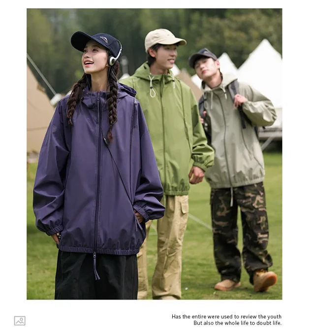 Spring/Autumn New Jackets Unisex Hooded Outerwear Detail