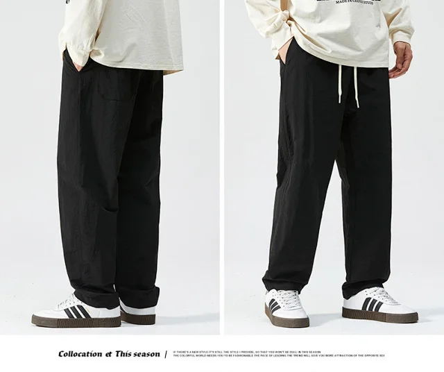 Men's Retro Loose Straight Trousers Detail