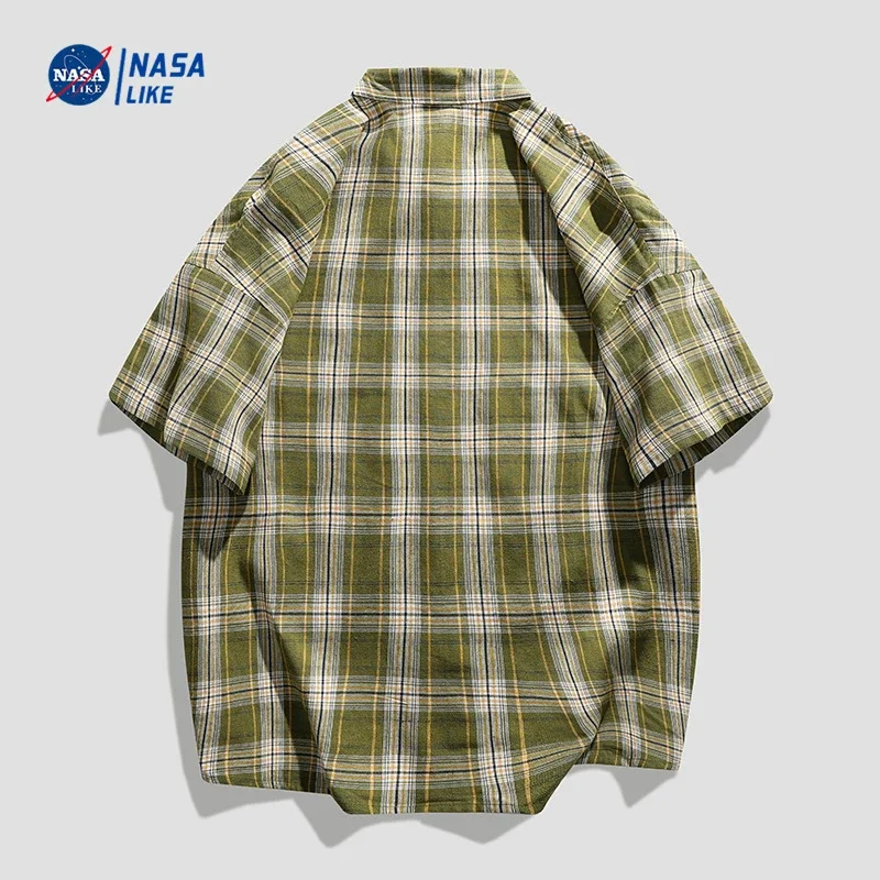 Men's Summer Plaid Shirt, 5/8 Sleeve