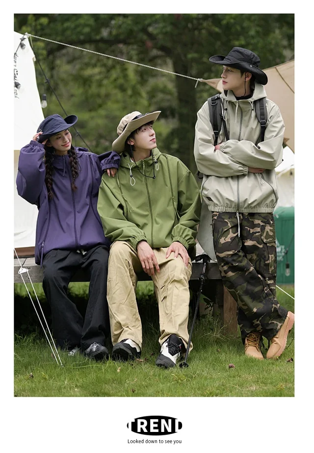 Spring/Autumn New Jackets Unisex Hooded Outerwear Detail