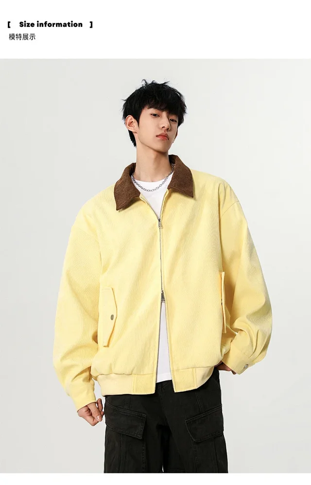 Autumn Retro Bomber Jacket for Couples Detail