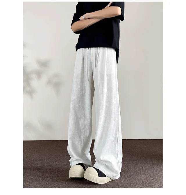 Men's Linen Retro Wide - leg Pants Detail