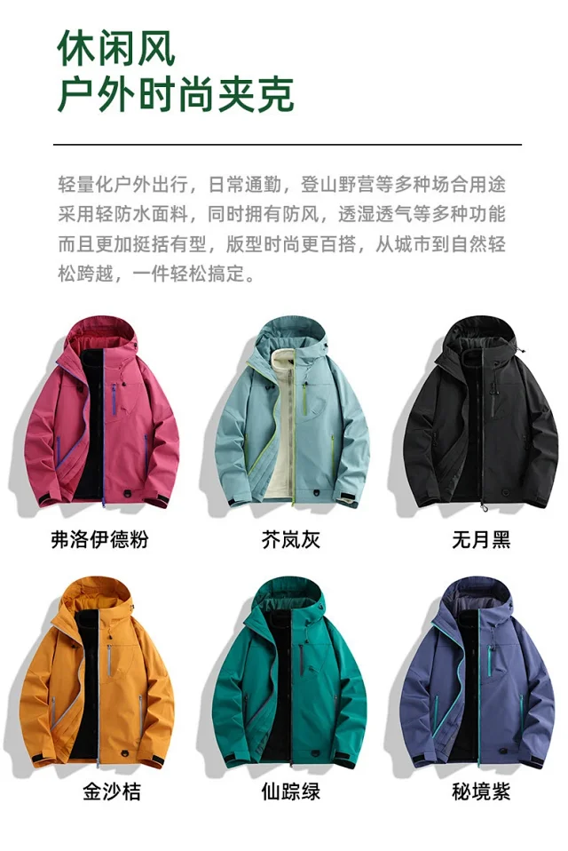 Spring Autumn New Unisex Fashion Zipper Color Blocked 3-in-1 Outdoor Jacket Detail