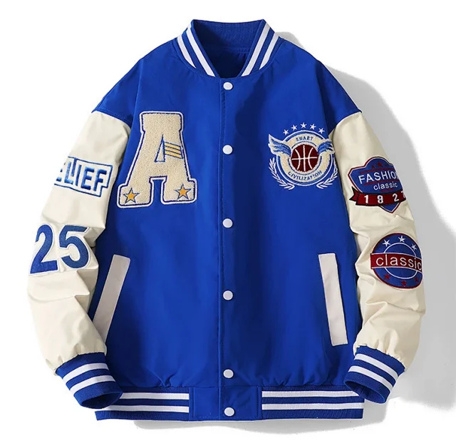 Men's Baseball Jacket with Embroidery Detail