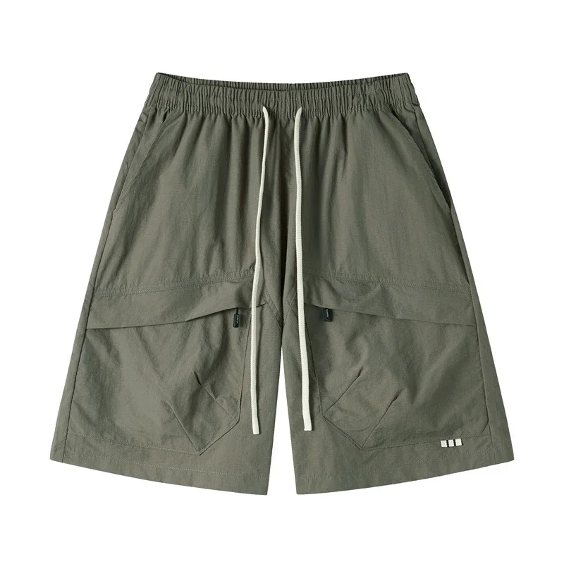 2025 Summer American Parachute Shorts for Men in Loose Straight Style with Multiple Pockets
