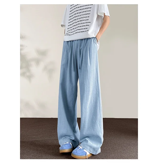 Men's Linen Retro Wide - leg Pants Detail