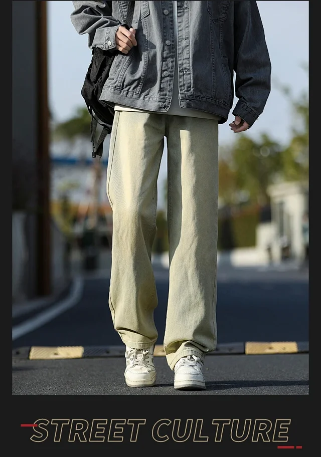 NASA Men's Spring/Fall Washed Straight Jeans (Unisex) Detail