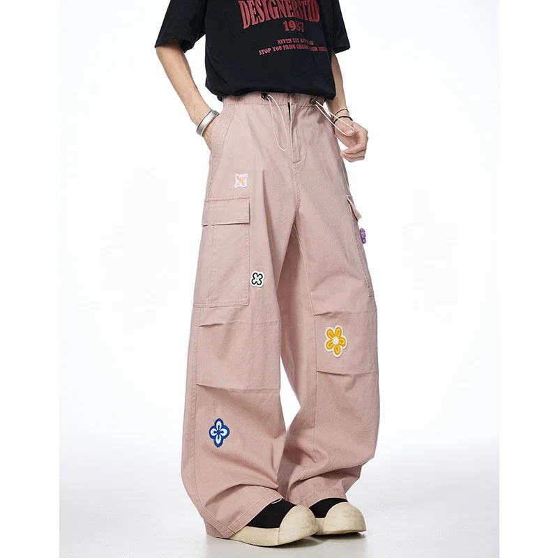Unisex Embroidered Floral Work Pants