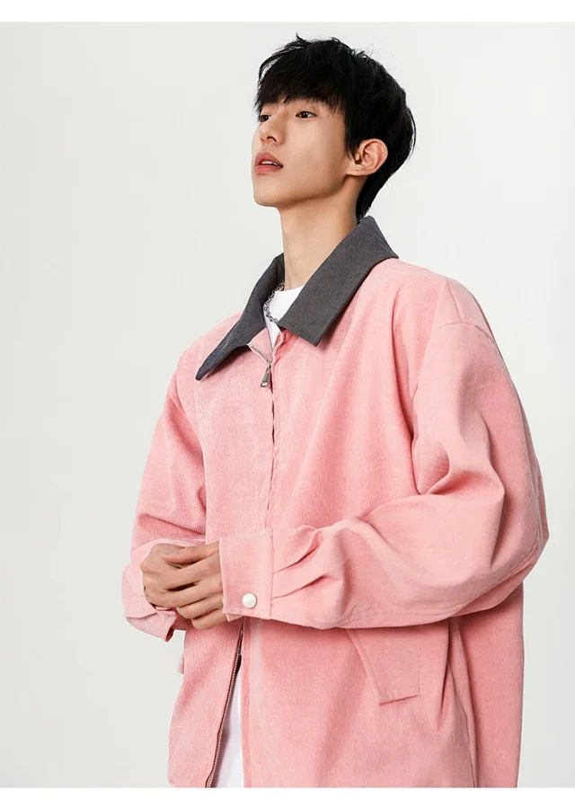 Autumn Retro Bomber Jacket for Couples Detail