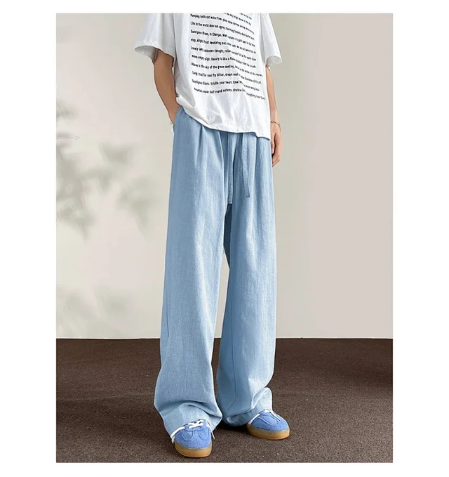 Men's Linen Retro Wide - leg Pants Detail