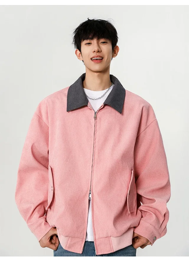 Autumn Retro Bomber Jacket for Couples Detail