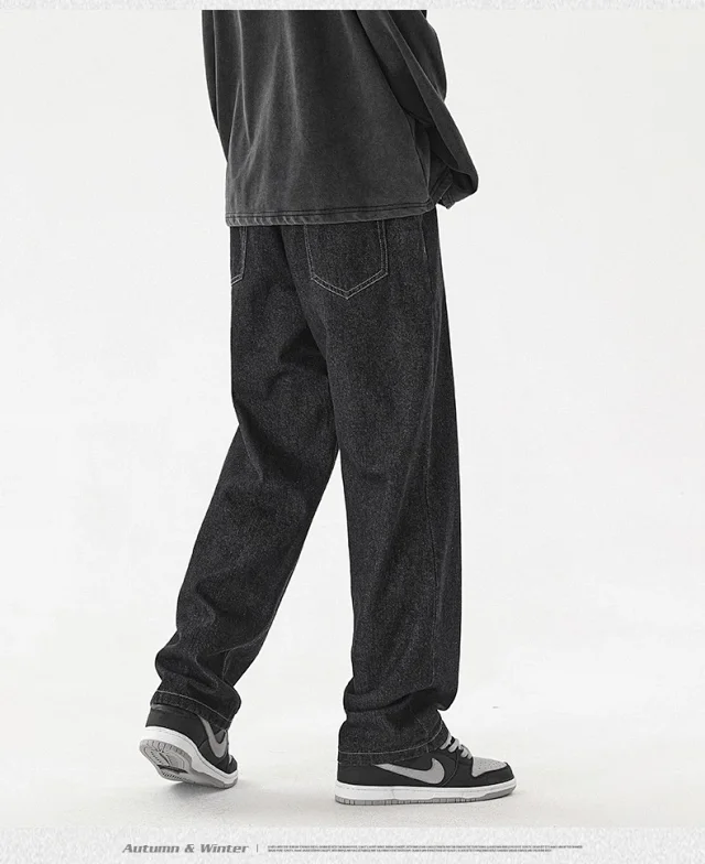 Men's Loose Straight Cotton Denim Jeans Detail