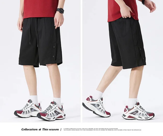 American Trendy Brand Snap Button Shorts for Men - Summer 2025 New Detail