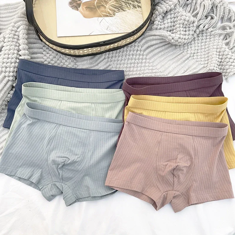 Men's Cotton Breathable Striped Boxer Briefs