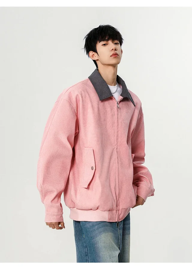 Autumn Retro Bomber Jacket for Couples Detail