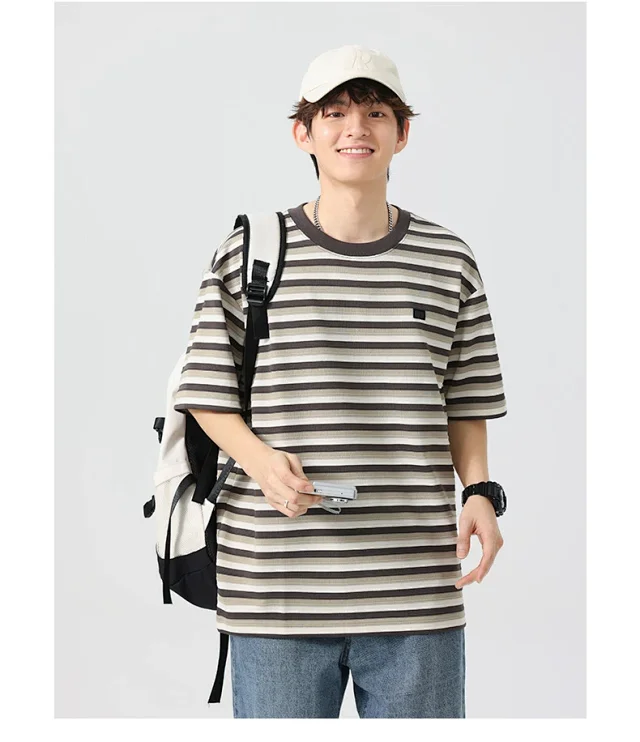 2025 Men's Striped Color - Blocked Tee Detail