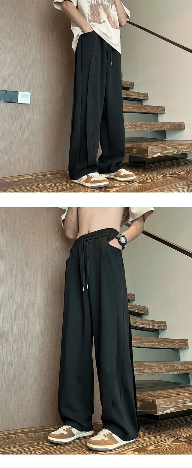 Men's Spring/Fall Wide-Leg Athletic Pants Detail