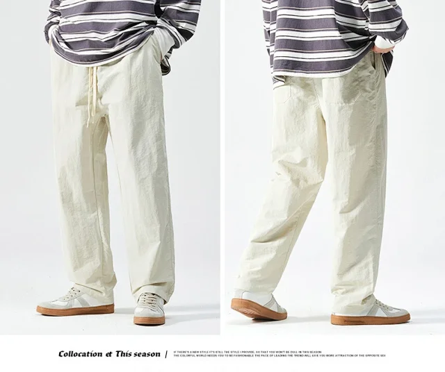 Men's Retro Loose Straight Trousers Detail