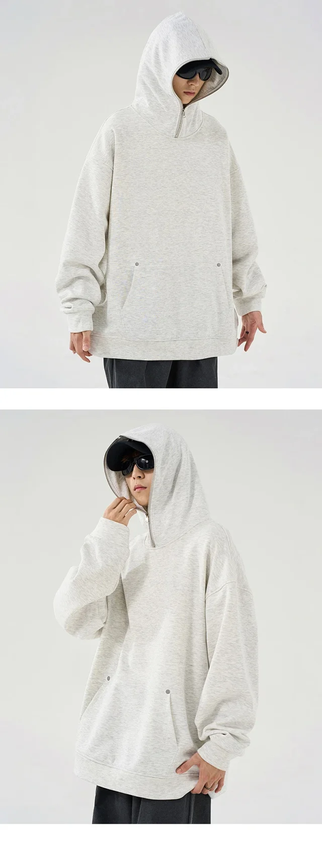 Men's Hoodie with Fleece Detail