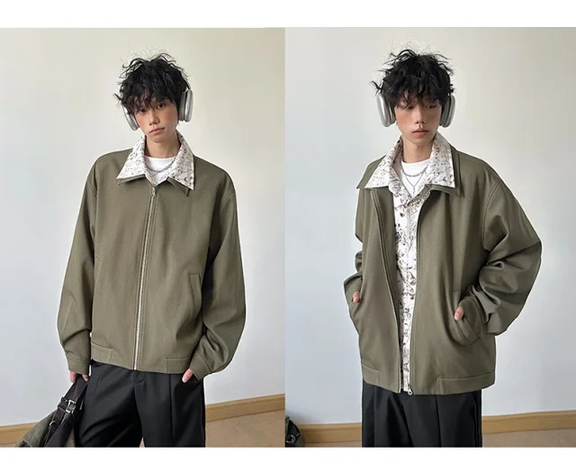 Vintage Floral Collar Bomber Jacket for Men Detail