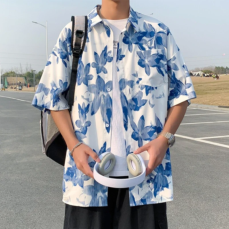 Trendy Floral Shirt (Unisex, Summer, Loose, Ice Silk, Couple, Unique Design)