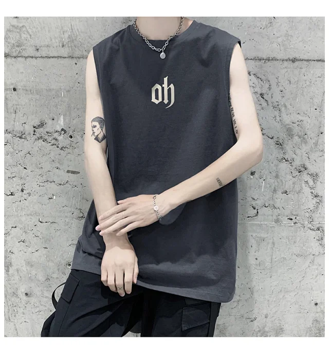 Men's Cotton Sleeveless Gym Tank Top Detail
