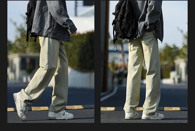 NASA Men's Spring/Fall Washed Straight Jeans (Unisex) Detail