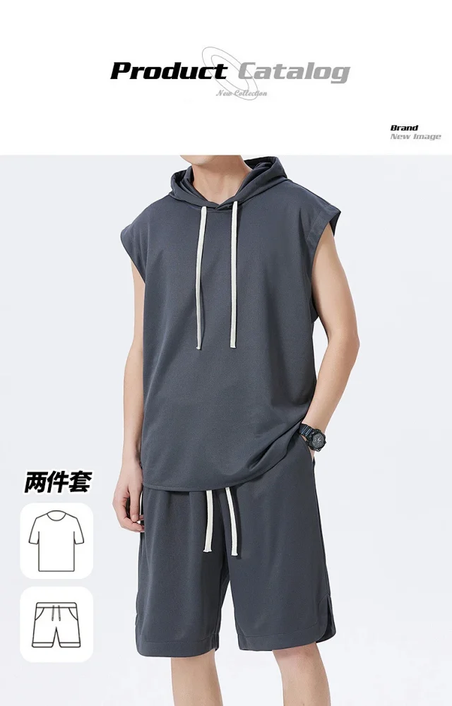 Men's Summer Ice Silk Sportswear Set Detail