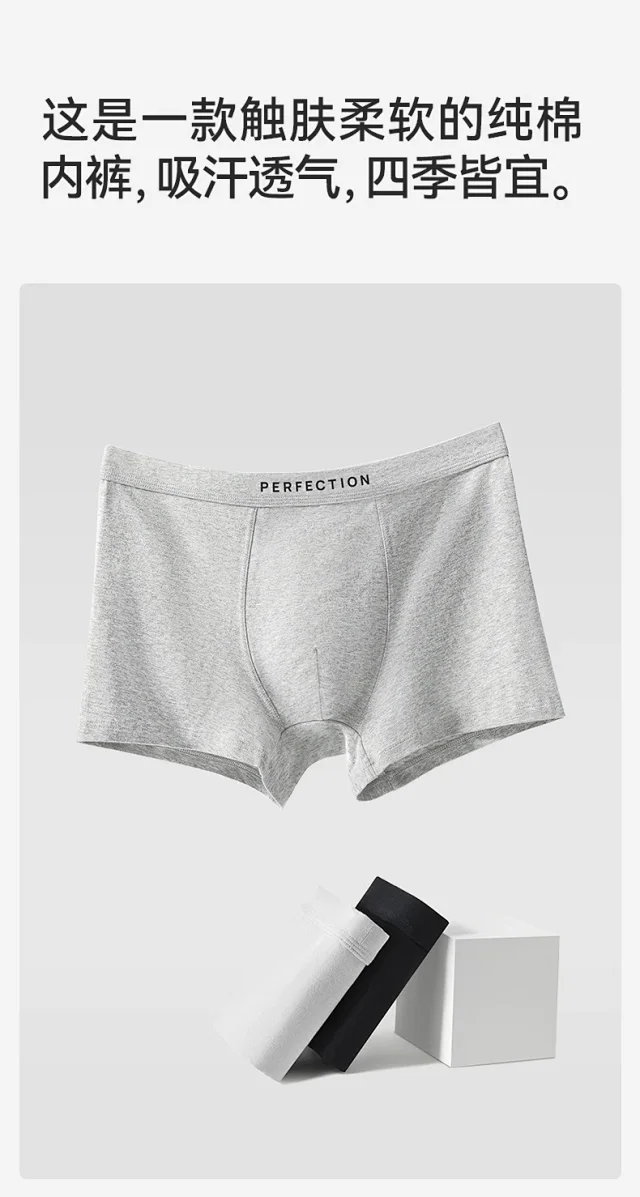 Men's 100% Cotton Antibacterial Boxer Briefs Detail