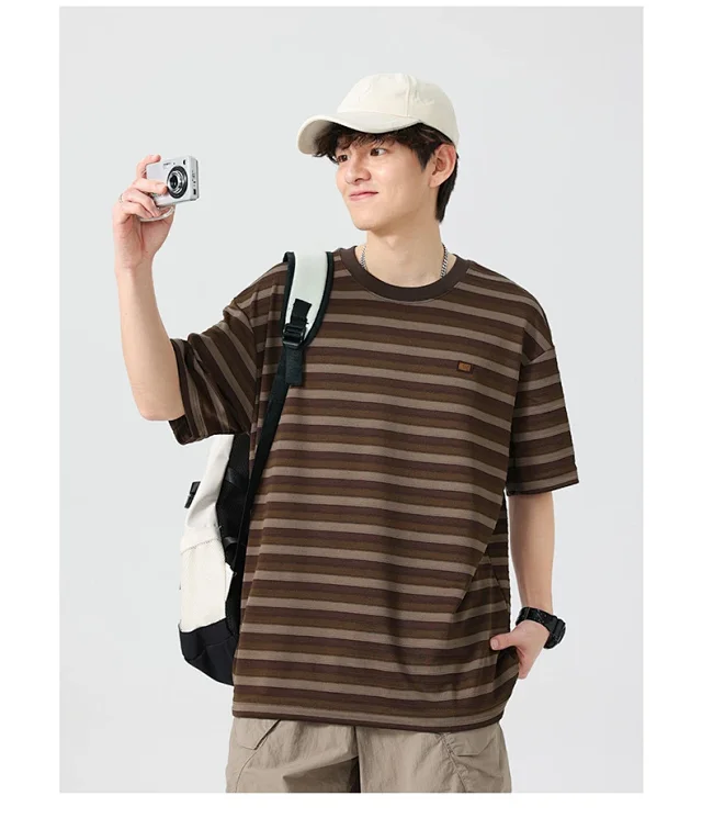 2025 Men's Striped Color - Blocked Tee Detail