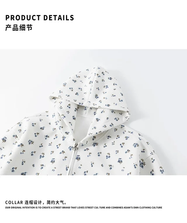Aobinka Floral Hoodie Unisex Detail