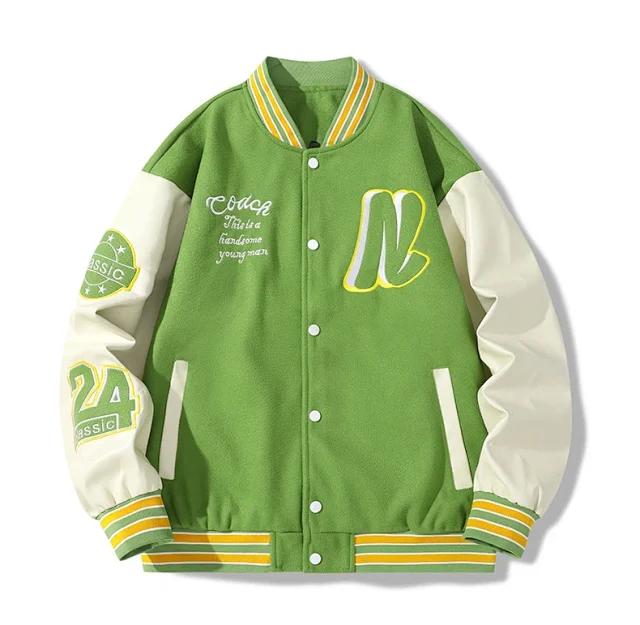 Vintage Letterman Bomber Jacket for Men Detail