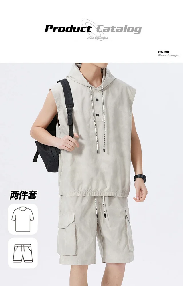 Men's Summer Sportswear Set with Vest & Shorts Detail