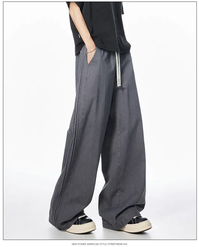 Men's 2025 New American High Street Straight Washed Joggers Detail
