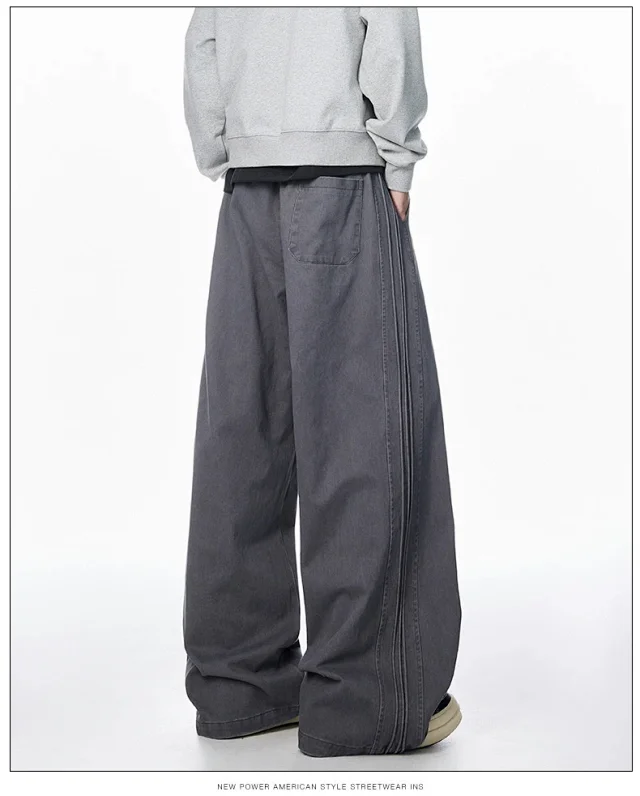 Men's 2025 New American High Street Straight Washed Joggers Detail